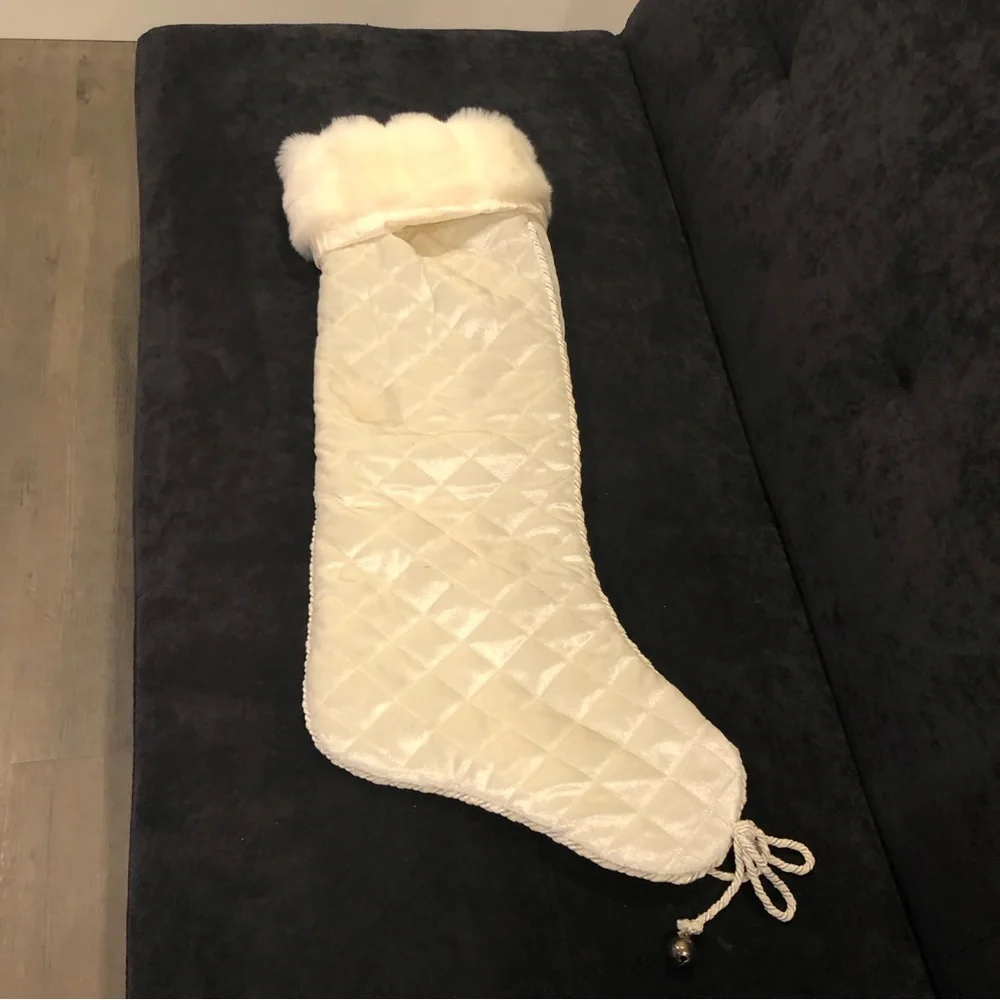 Large White Quilted Christmas Stocking